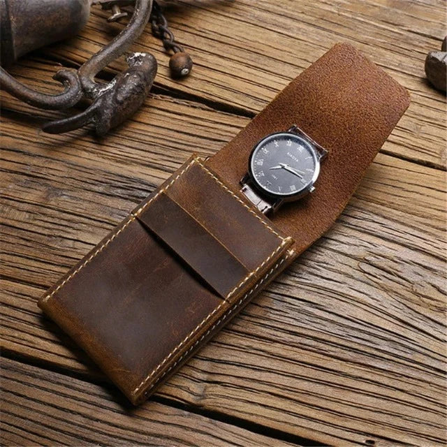 Leather Single Watch Travel Case