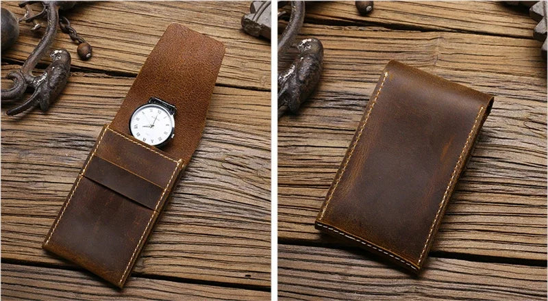 Leather Single Watch Travel Case