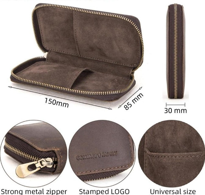 Leather 2 Slot Watch Travel Case